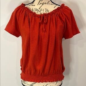 Madewell textured cotton on or off shoulder smocked waist top